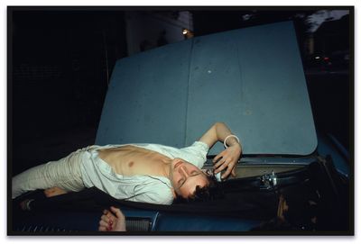 Nan Goldin, French Chris on the Convertible, NYC (1979). Archival pigment print, edition of 25. 76.2 x 114.3 cm.