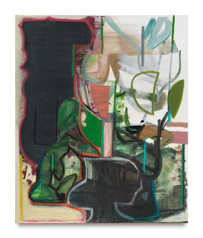 Amy Sillman, Magic Fountain (2021). Signed, dated, and titled verso Oil and acrylic on canvas. 182.9 x 152.4 cm. © Amy Sillman.