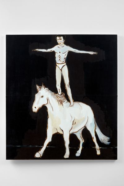 Gideon Appah, The Acrobat (2023). Oil and acrylic on canvas. 160 x 140 x 4 cm. © Gideon Appah.