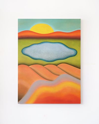 Camilla Engström, Suns Greets the Earth (2023). Oil on canvas. 137.16 x 101.60 cm.