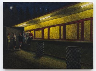 Jane Dickson, Penn Can Speedway Concession (2002). Oil stick on linen. 101.60 x 137.16 cm.