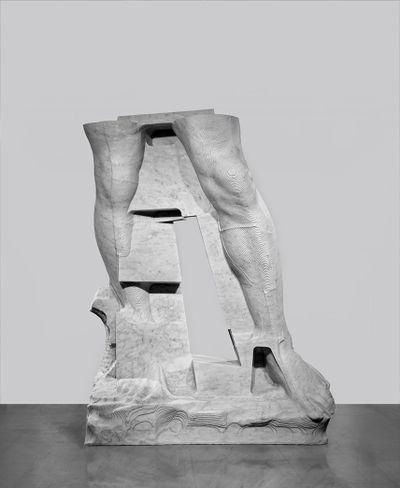 Adrián Villar Rojas, From the series 'The Theater of Disappearance' (2019). Carrara marble. Approx: 259 x 148 x 116 cm.