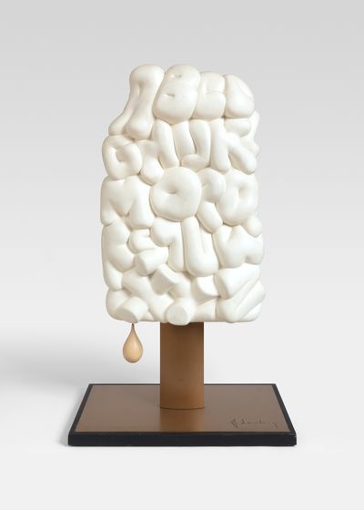 Claes Oldenburg, Alphabet/Good Humor, Original Maquette (1974). Painted plaster, bronze, wood. Dimensions: 88.9 x 40.6 x 17.8 cm; on base: 2.5 x 53.3 x 30.8 cm. © Claes Oldenburg. Courtesy Paula Cooper Gallery, New York. Photo: Steven Probert. 