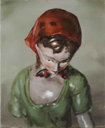 Michaël Borremans, The Gift (2008). Oil on canvas. 36 x 30 cm.