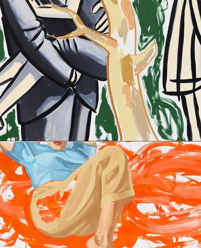 David Salle, Tree of Life, Couple (2023) (detail). Oil on linen. 198.1 x 137.2 x 6.35 cm Framed: 202.6 x 141.6 x 6.7 cm. © David Salle/VAGA at Artists Rights Society (ARS), New York.