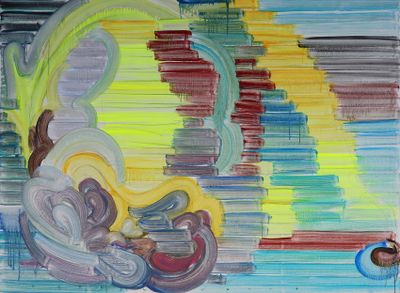 Etsu Egami, Rainbow-2023-t-3 (2023). Oil on canvas. 197 x 143.5 cm.