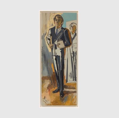 Alice Neel, Dick Kollmar (c. 1965). Oil on canvas. 203.2 x 76.2 cm. Framed: 213.4 x 86.4 x 7 cm.