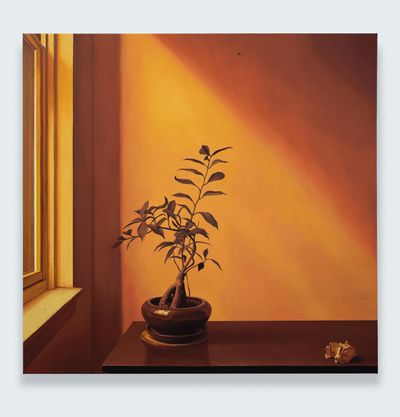 Paul Rouphail, 3 o'clock (Orange Day) (2023). Oil on linen. 127 x 121.9 cm.