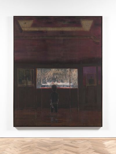 Andrew Cranston, Questions of travel (2023). Distemper and oil on canvas. 253.5 x 203.2 cm (framed).