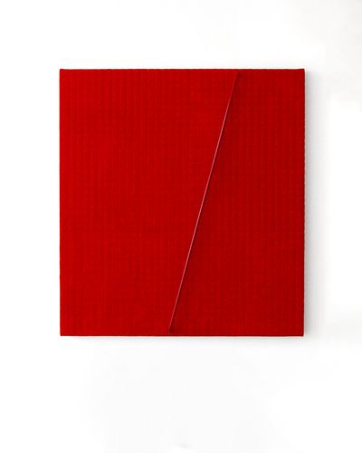 Henrik Eiben, Ruby (2006). Fabric, steel and wood. 96 x 88 x 12 cm.