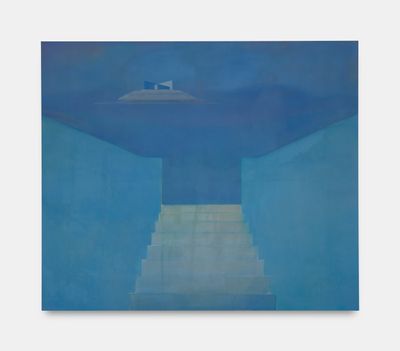 Mary Stephenson, Blue Stage (2024). Oil on linen, 170 x 200 cm.