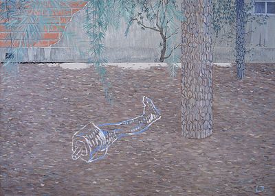 Li Tao, Broken Leg (2006). Acrylic on canvas. 175 x 125 cm.