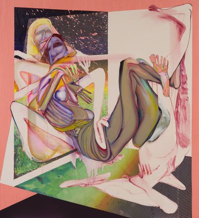 Christina Quarles, I Dream Of All Day Long (2023). Acrylic on canvas. 157.5 x 152.4 x 5.1 cm.