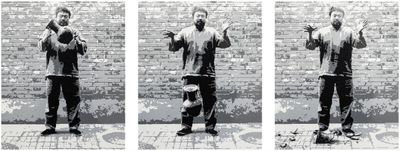 Ai Weiwei, Dropping a Han Dynasty Urn (2015). LEGO bricks mounted on aluminium. Edition 2 of 30 + 2 AP. 230 x 192 cm x3 (triptych).