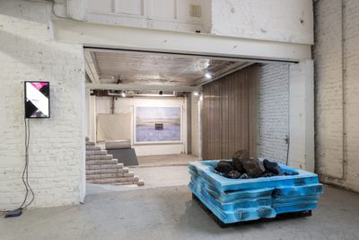 Emmanuel Van der Auwera, Philippines (2015); Anita Molinero, Ultime Caillou (2009) (left to right). Exhibition view: Forever Young, Servais Family Collection, The Loft, Brussels (April 2016–March 2017).