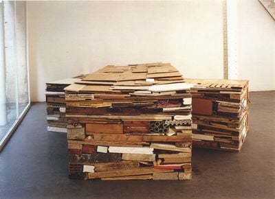 Tony Cragg, Stack (Double) (1980). Mixed materials (picked up in Paris). 120 × 600 × 350 cm. © Tony Cragg / Adagp, Paris.