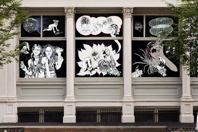 Chitra Ganesh, A city will share her secrets if you know how to ask (2020). Laminated vinyl prints. Exhibition view: Site-specific QUEERPOWER public art installation, Leslie-Lohman Museum of Art, New York (18 October 2020–18 October 2021).