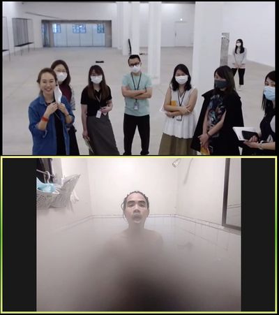 Bunny Cadag performing Zoo by Eisa Jocson as part of My Body Holds Its Shape, livestream from Manila at Tai Kwun Contemporary, Hong Kong (25 May–20 September 2020).