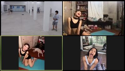 Eisa Jocson and Cathrine Go performing Zoo as part of My Body Holds Its Shape, livestream from Manila at Tai Kwun Contemporary, Hong Kong (25 May–20 September 2020).