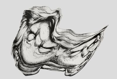 Jim Shaw, Trump Smear #1 (2018). Acrylic on plywood. 134.6 x 142.2 x 5.1 cm. © Jim Shaw.