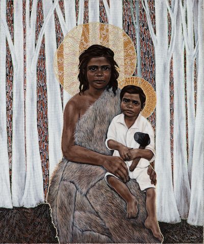 Julie Dowling, Badimia/Yamatji peoples, Black Madonna: Omega (2004). State Art Collection, Art Gallery of Western Australia, Gift of Brigitte Braun 2017.