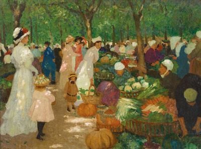 Ethel Carrick, The market (1919). Private collection.