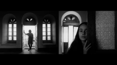 Larissa Sansour and Søren Lind, In Vitro (2019) (still). 2-channel black and white film. 27 min 44 sec.