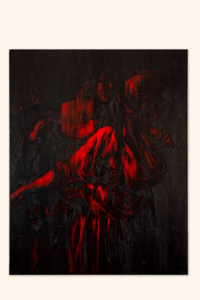 Lindy Lee, Virtue, Moral Order and the Discretion of Human Gesture (1991). Oil, wax on canvas. Mordant Family Collection, Australia. © the artist. Photo: Jessica Maurer.