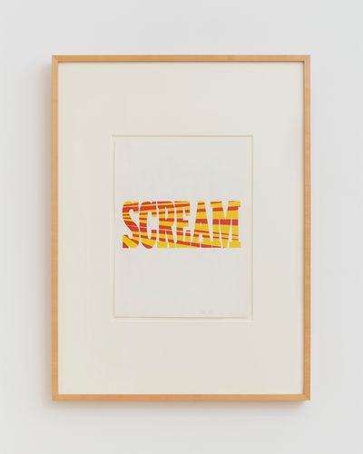 Ed Ruscha, Red Yellow Scream (1964). Tempera and pencil on paper. 36.5 cm × 27.3 cm; 70.5 cm × 55.2 cm × 3.8 cm (framed). © Ed Ruscha.