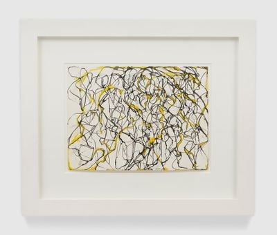 Brice Marden, Butterfly Wings (2005). Ink on paper. 27.9 cm × 38.1 cm (paper); 52.7 cm × 62.5 cm × 2.5 cm (frame). © 2020 Brice Marden/Artists Rights Society.