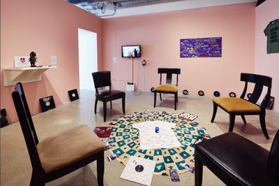 Restorative Justice circle-keeping installation by Circles & Ciphers for Envisioning Justice, Sullivan Galleries, School of Art Institute of Chicago (6 August–12 October 2019). Photo: Tony Favarula.