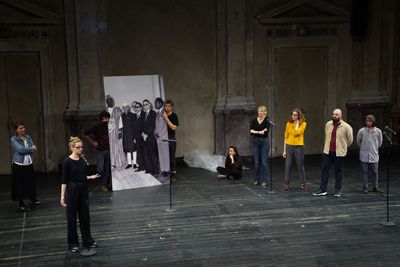 Milica Tomić, On Love Afterwards (2020). Public montage at Kunsthalle Wien in cooperation with Burgtheater, Vienna (2 February 2020). Courtesy the artist. Photo: David Avazzadeh.