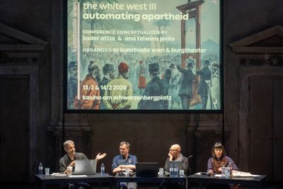 The White West III. Automating Apartheid, conference organised by Kunsthalle Wien in cooperation with Burgtheater (13-14 February 2020). Courtesy Kunsthalle Wien. Photo: Maximilian Pramatarov.