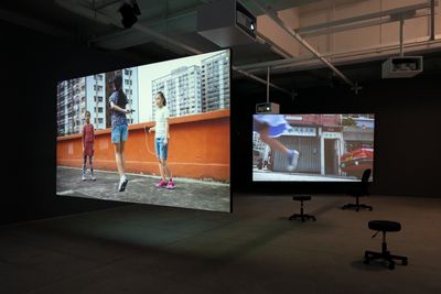 Francis Alÿs, Children's Games (1999–ongoing). Video. Exhibition view: Wet feet __ dry feet: borders and games, Tai Kwun Contemporary (28 October 2020–27 March 2021).