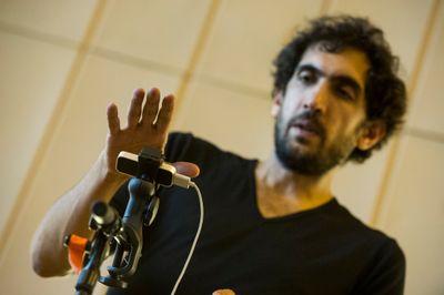 Tarek Atoui, Zero Point Nine (2016). Performance view: WITHIN & Infinite Ear, Bergen Assembly, Sentralbadet, Bergen (2 September–1 October 2016).