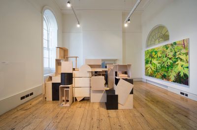 Kieren Reed & Abigail Hunt, Not only together (2019) (left); Kate Bright, Peony Tree (2019). Exhibition view: Beyond Boundaries, Somerset House, London (12 March–2 April 2019). Courtesy Somerset House. Photo: Malcolm Park.