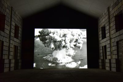 Bruce Conner, Crossroads (1975). Exhibition view: Out of Body, Las Casas Church, Las Casas Filipinas de Acuzar, Bagac, Bataan (24 February–3 June 2018). 37 min. 35mm film, black-and-white, sound. Courtesy Kohn Gallery, Los Angeles; Conner Family Trust, San Francisco and Bellas Artes Projects. Photo: MM Yu.