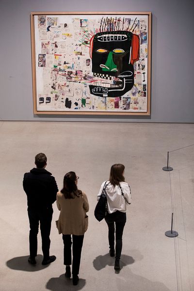 Jean-Michel Basquiat, Glenn (1984). Exhibition view: Basquiat: Boom for Real, Barbican Art Gallery, London (21 September 2017–28 January 2018). Courtesy Barbican Art Gallery. Private Collection. © The Estate of Jean-Michel Basquiat. Licensed by Artestar, New York. Photo: © Tristan Fewings / Getty Images.