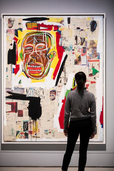 Jean-Michel Basquiat, King of the Zulus (1984–85). Exhibition view: Basquiat: Boom for Real, Barbican Art Gallery, London (21 September 2017–28 January 2018). Courtesy Barbican Art Gallery. The Estate of Jean-Michel Basquiat. Licensed by Artestar, New York. Photo: © Tristan Fewings / Getty Images.
