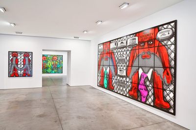 Exhibition view: THE BEARD PICTURES, Lehmann Maupin, New York (12 October–22 December 2017). Courtesy the artists and Lehmann Maupin, New York/Hong Kong. Photo: Matthew Herrmann © Gilbert & George. 