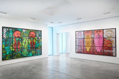 Exhibition view: The Beard Pictures, Lehmann Maupin, New York (12 October–22 December 2017). Courtesy the artists and Lehmann Maupin, New York/Hong Kong. Photo: Matthew Herrmann © Gilbert & George.