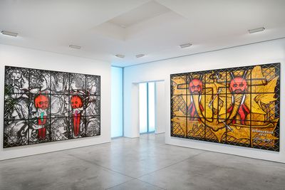 Exhibition view: The Beard Pictures, Lehmann Maupin, New York (12 October–22 December 2017). Courtesy the artists and Lehmann Maupin, New York/Hong Kong. Photo: Matthew Herrmann © Gilbert & George. 