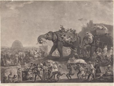 Richard Earlom, Embassy of Hyderbeck to Calcutta (1800). Stipple engraving and mezzotint on paper. Yale Center for British Art, Paul Mellon Collection.