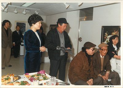 Hyun-Sook Lee at the Gallery opening reception in 1984.