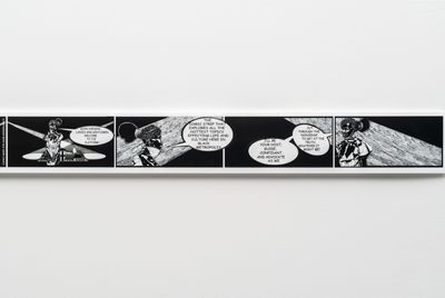 Kerry James Marshall, Untitled: Rythm Mastr Daily Strip (2018). Exhibition view: 57th Carnegie International, Pittsburgh (13 October 2018–25 March 2019). © Carnegie Museum of Art. Courtesy the artist; Jack Shainman Gallery, New York; David Zwirner, London/New York/Hong Kong, and Koplin del Rio, Seattle. Photo: Bryan Conley.