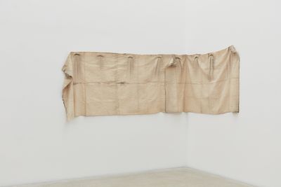 Kim Yong-Ik, Plane Object (1977). Airbrush paint on cloth. Approximately 97 x 254 cm. Collection of the Museum of Contemporary Art, Los Angeles. Purchased with funds provided by the Acquisition and Collection Committee, Mandy and Clifford Einstein, Alan Hergott and Curt Shepard, Carolyn Powers, and Terri and Michael Smooke. Courtesy the artist and Kukje Gallery. Photo: Keith Park.