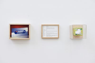 Maryam Jafri, ‘Product Recall: An Index of Innovation’ (2014–2015). Framed texts, photographs, objects. Courtesy the artist and Laveronica arte contemporanea.