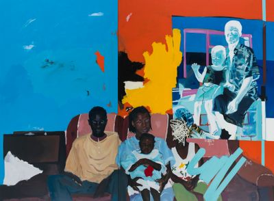 Kudzanai-Violet Hwami, Family Portrait (2017). Oil and acrylic on canvas. 220 x 298 cm. Courtesy the artist and Tyburn Gallery.