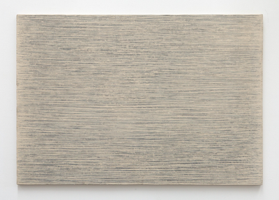 Park Seo-Bo, Ecriture No. 54.77 (1977). Pencil and oil on canvas. 80.33 x 116.52 cm. Courtesy the artist and Blum & Poe.