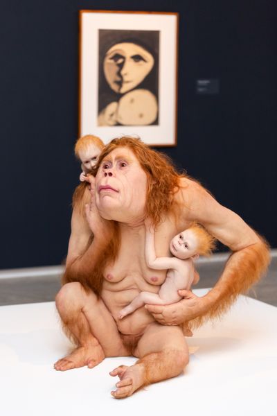 Patricia Piccinini, Kindred (2018). Exhibition view: Patricia Piccinini & Joy Hester: Through love ..., TarraWarra Museum of Art (24 November 2018–11 March 2019). The Michael and Janet Buxton Collection, Melbourne. Courtesy the artist, Tolarno Galleries, Melbourne and Roslyn Oxley 9 Gallery, Sydney. Photo: Rick Liston. 